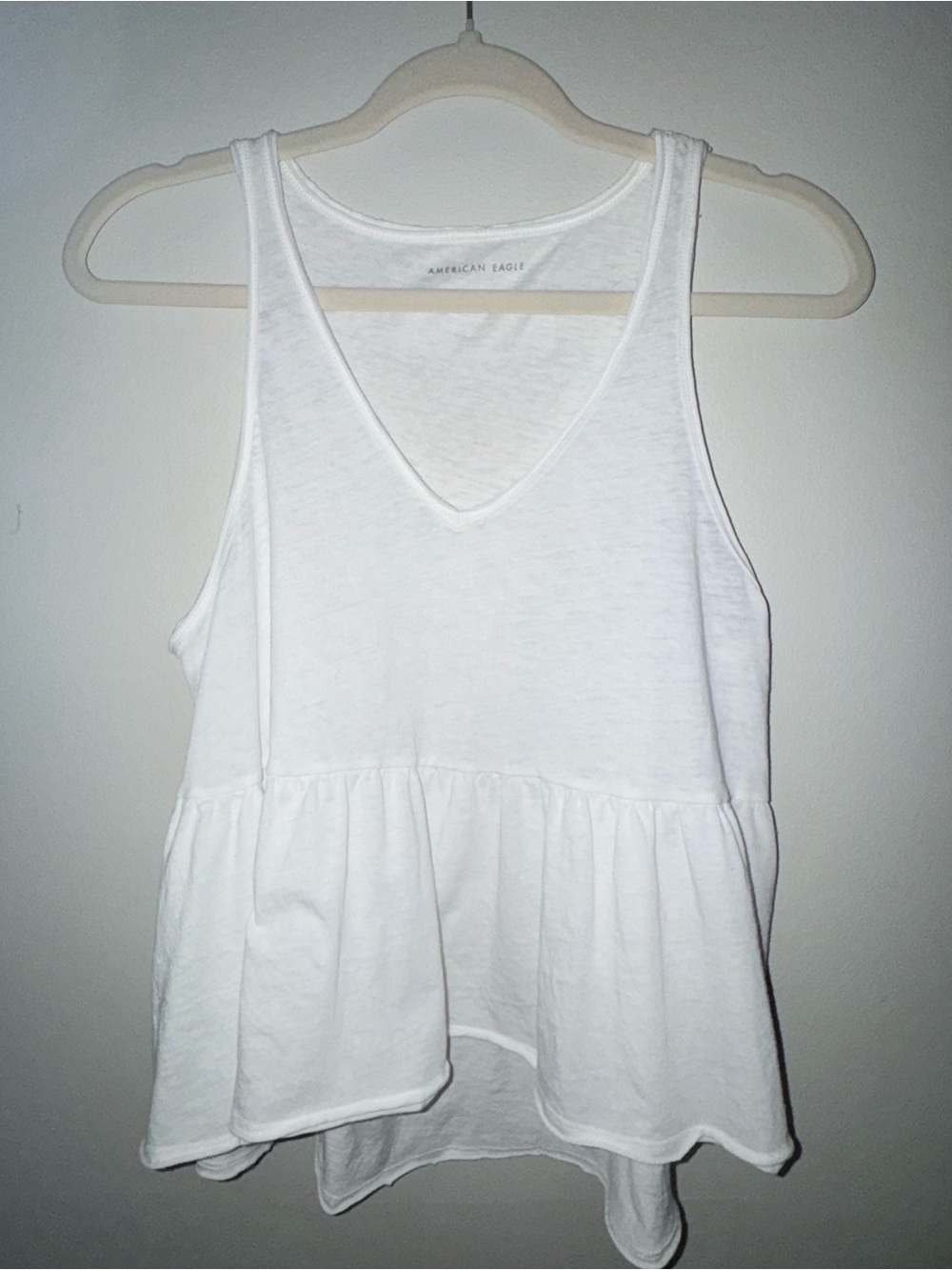American Eagle Outfitters White V-Neck Peplum Tank